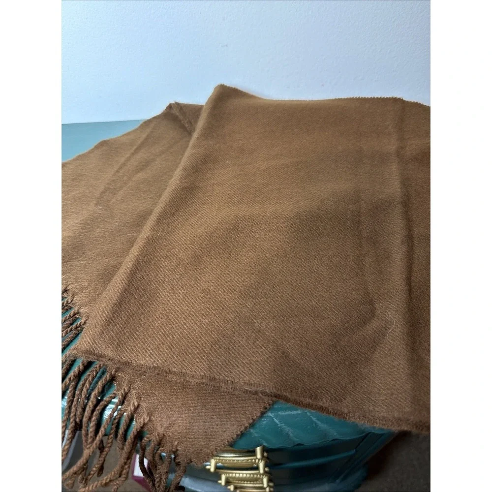 Chocolate Brown 100% Cashmere Scotland Unisex Scarf w Fringe Classic 68 x 12